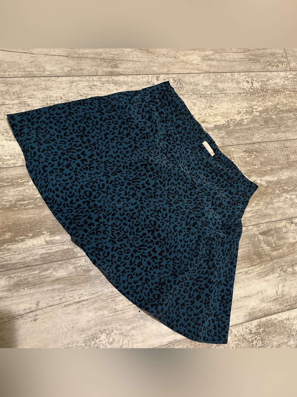 Altar'd State Teal and Black Leopard A-Line Skirt